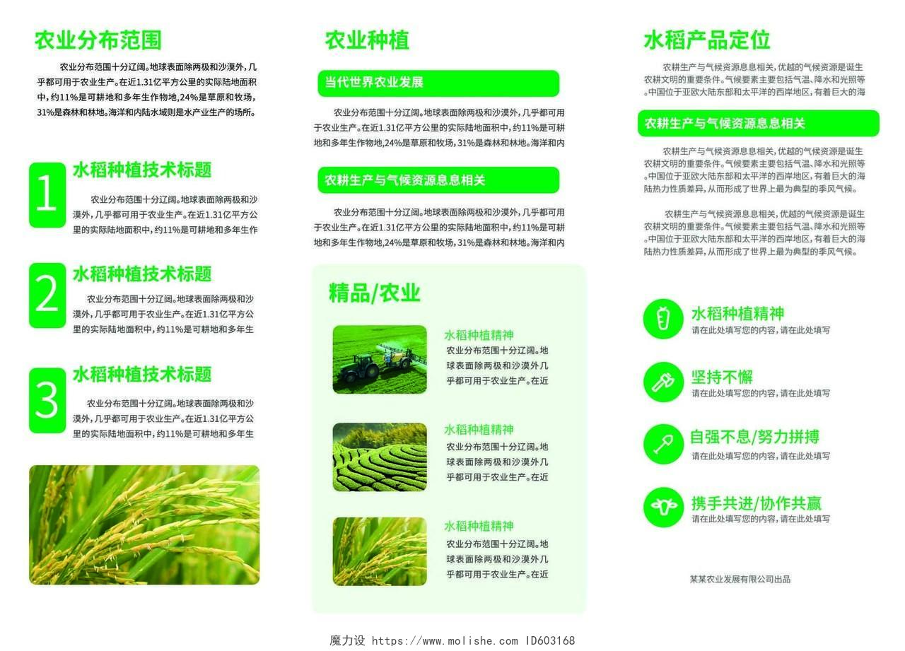 绿色创意大气农业种植技术三折页设计农业折页